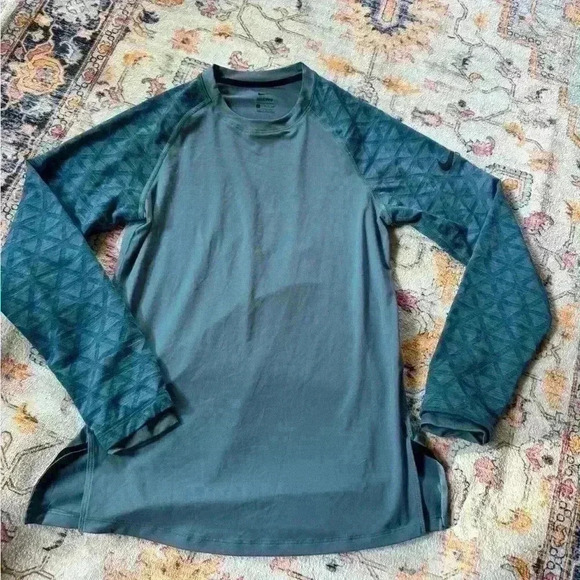 Nike Pro Long-Sleeve Utility Stretch Top Shirt Mens small Teal Blue 929703 468 - Picture 1 of 5
